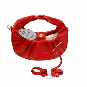 Red Crescent Shoulder Bag Gold Hardware Large Crossbody One Size NWT